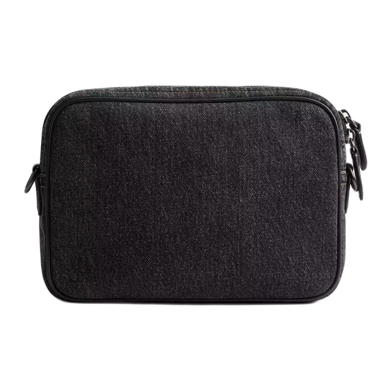 COACH Charter Denim With Refined Calfskin Shoulder Bag Medium Size Men's Washed Black-2