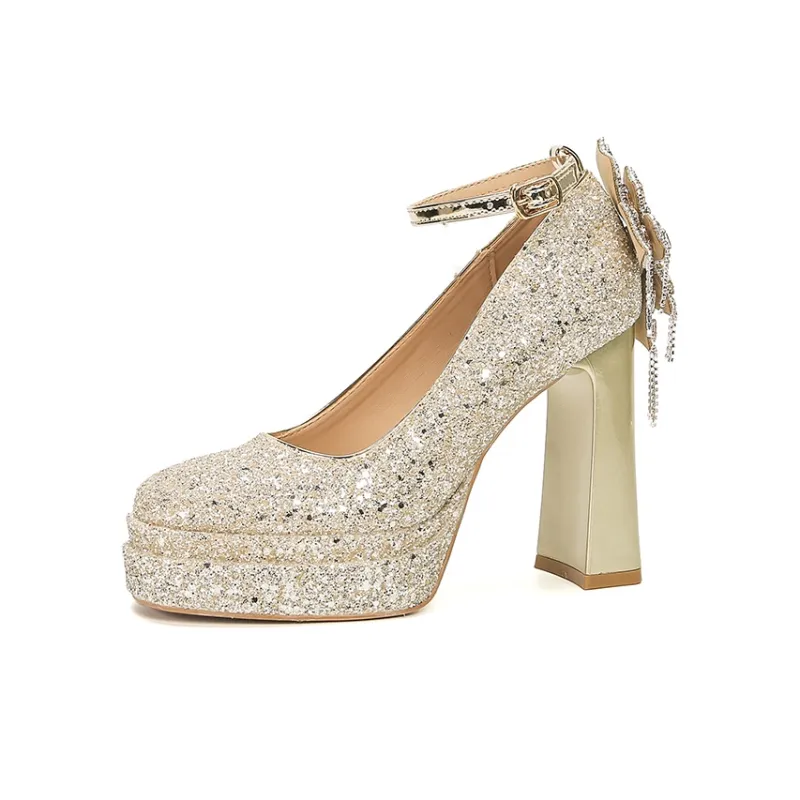 Bamiti Chunky Heel High Heels 11cm Women's-0