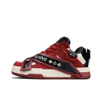 NFL TR Skate New Orleans Saints Coverage Anti Slip And Wear Resistant Low Top Skateboard Shoes Unisex Black Red