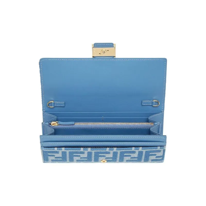 FENDI Jacquard Wallet Handheld Crossbody Bag Shoulder Bag Women's Blue-3