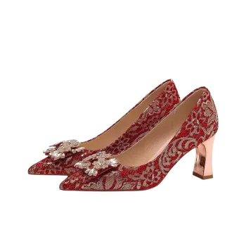 MXGM Chunky Heel High Heels 6CM Women's Red