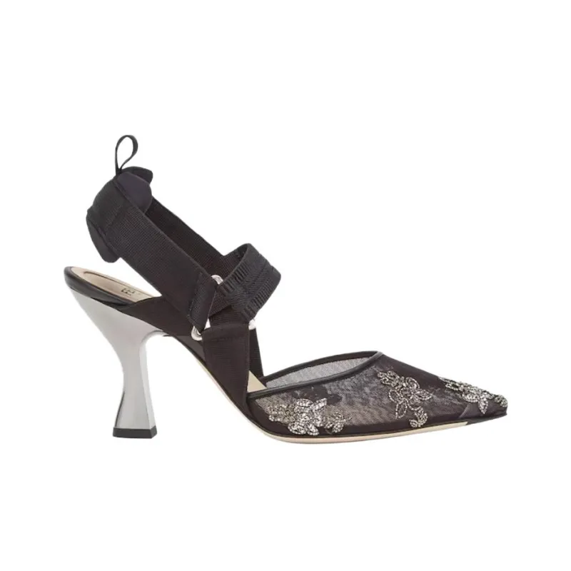 FENDI Colibri Irregular Heel High Heels Women's Black-1