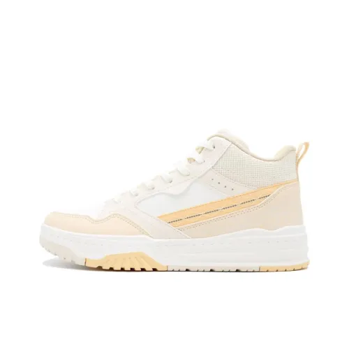 361° Thermal Slip Resistant And Abrasion Resistant High Top Skateboard Shoes Women's White Beige Yellow