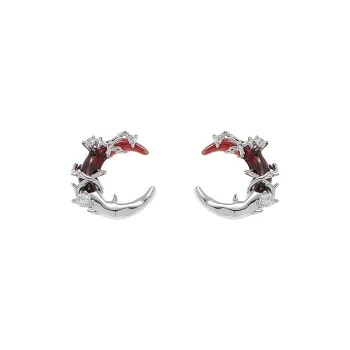 KING OF BLING 925 Sterling Silver Pin, Alloy, Zircon, Resin Stud Earrings Unisex