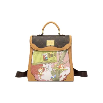 DAPHNE PVC Polyvinyl Chloride Backpack Medium Size Women's Brown