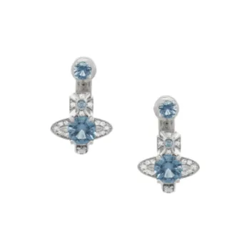 Vivienne Westwood Zircon Crystal Brass Earrings Women's Blue