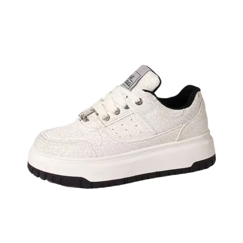 BINGO DUCK Height Increasing Low Top Skateboard Shoes Women's Ecru-3