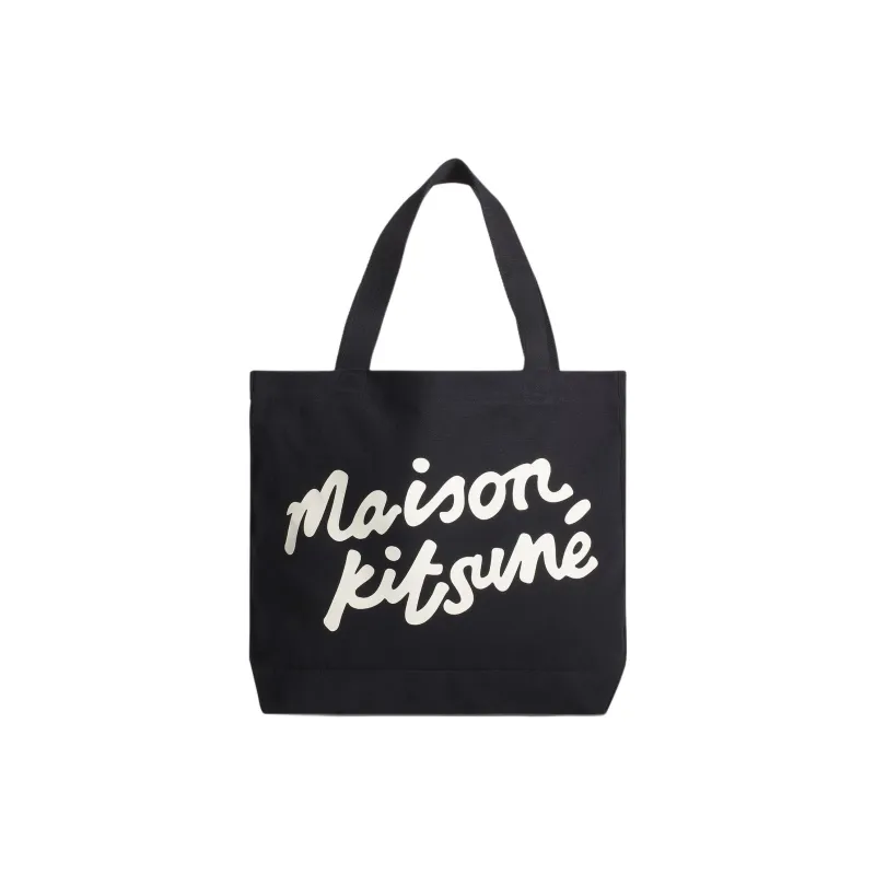 Maison Kitsune Cotton Tote Bag Shopping Bag Handbag Unisex Black-0