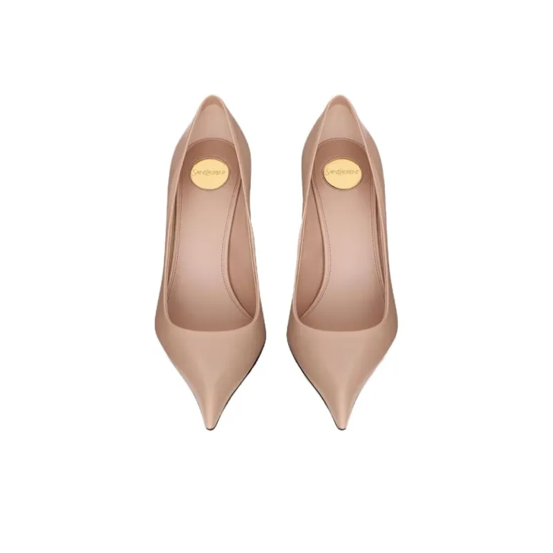 SAINT LAURENT ÉLYSÉE Slim Heel High Heels 10.5cm Women's Beige-3
