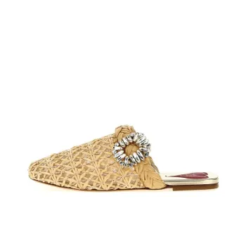Roger Vivier Bab Viv Embellished Woven Mules Women's
