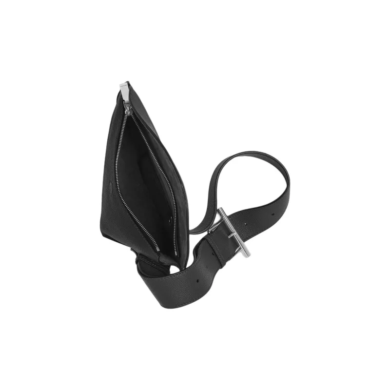 Alexander McQueen T Bar Sling Calfskin Crossbody Bag, Shoulder Bag Men's Black-4
