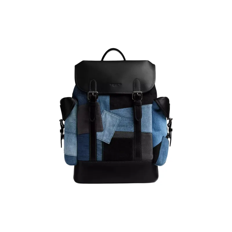 COACH Hitch Denim With Calfskin Backpack Tubas Men's Denim Multicolor-0