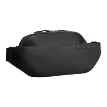 TAJEZZO PU, Textile Mixture Cell Phone Pouch, Shoulder Bag, Crossbody Bag, Sling Bag Small Size Men's Black