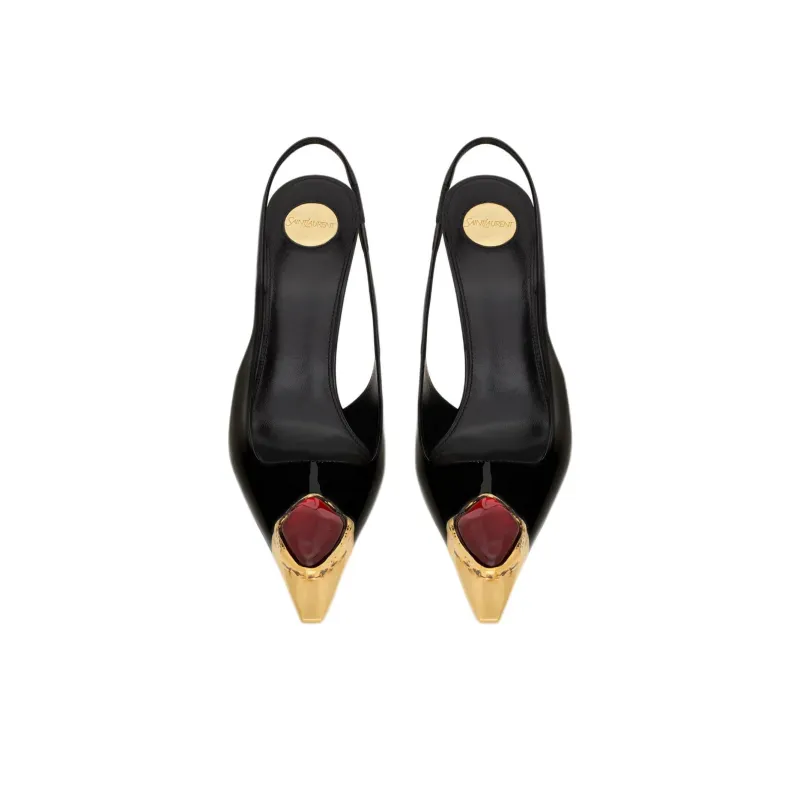 SAINT LAURENT LOULOU Slim Heel High Heels 11cm Women's Black-3