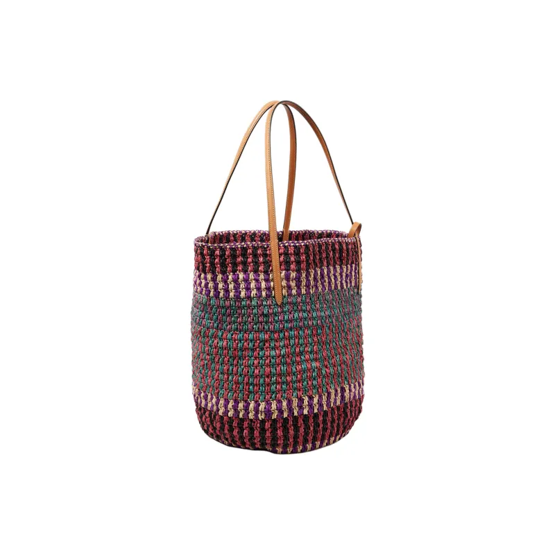 Valentino VLogo Signature Straw Woven Tote Bag, Shopping Bag, Shoulder Bag Large Size Women's Multicolor-1
