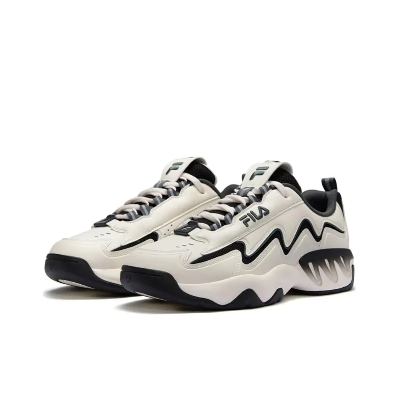 FILA FUSION Low Top Vintage Basketball Shoes Men's White Black-1