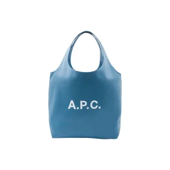 A.P.C Ninon Polyurethane Tote Bag, Shopping Bag, Handbag, Shoulder Bag Unisex Blue