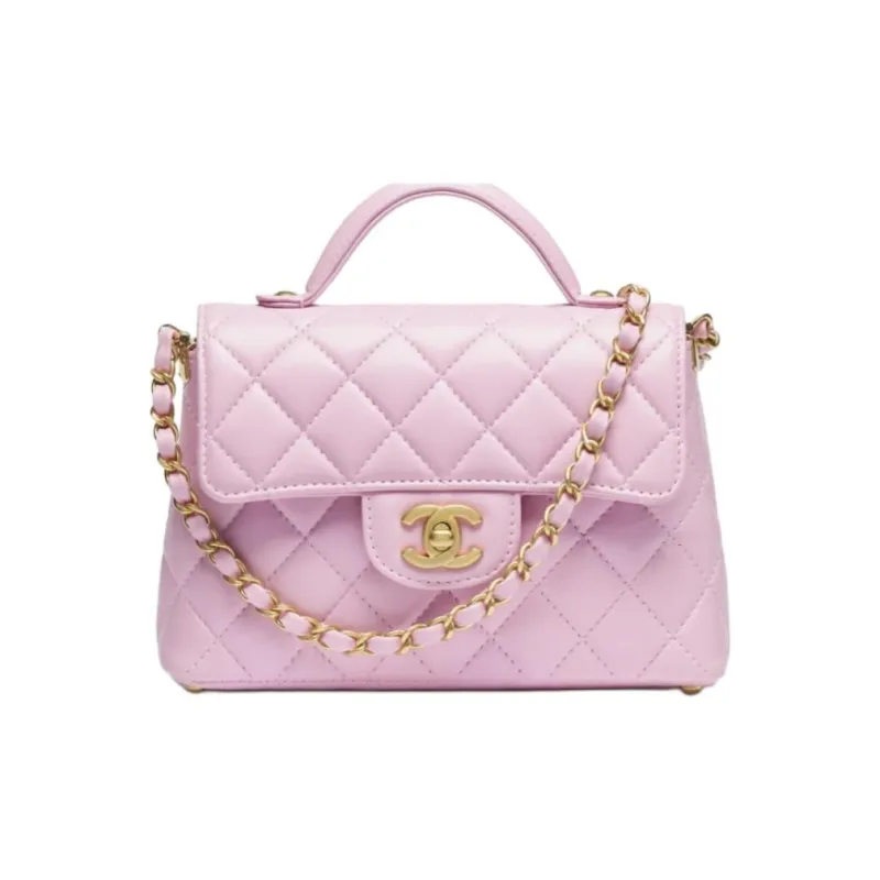 CHANEL Sheepskin Shoulder Bag, Crossbody Bag, Handbag Small Size Women's Light Pink-0