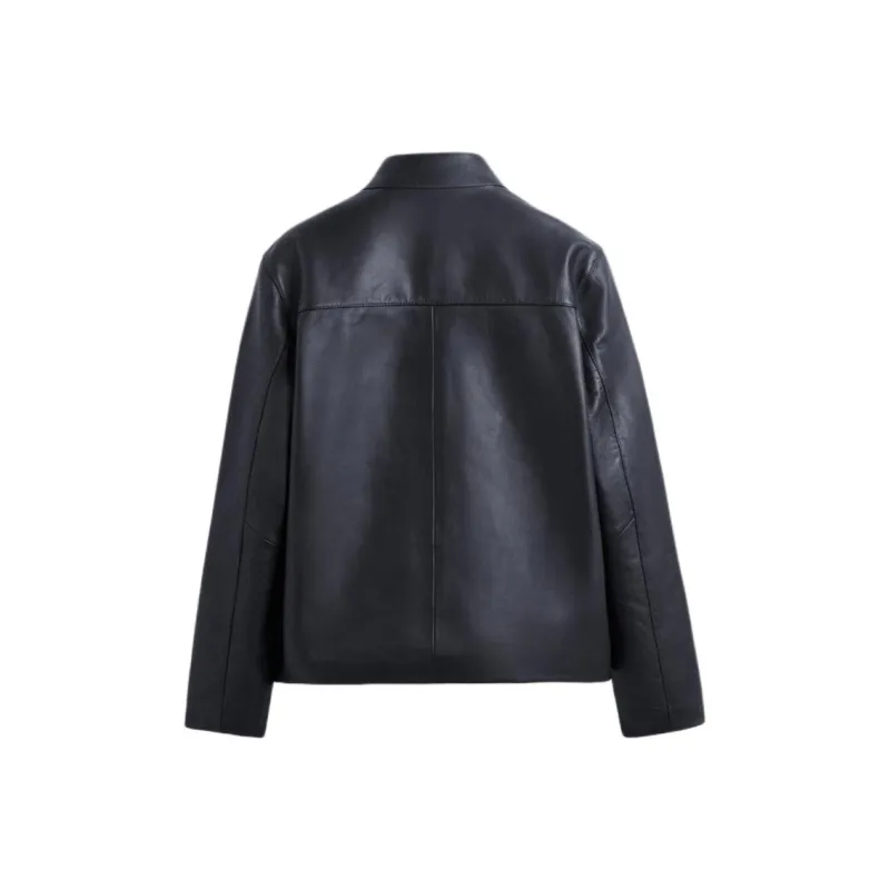 ZARA Leather Jackets Men Blue-1