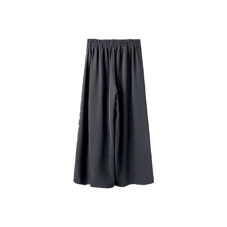HUANXIANGZHE Triacetate Embroidery Wide Leg Cropped Pants Unisex Black-1