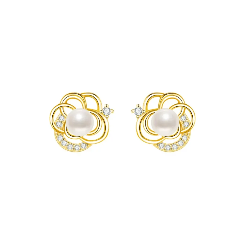 FANSHINER Pearl Stud Earrings Women's-5