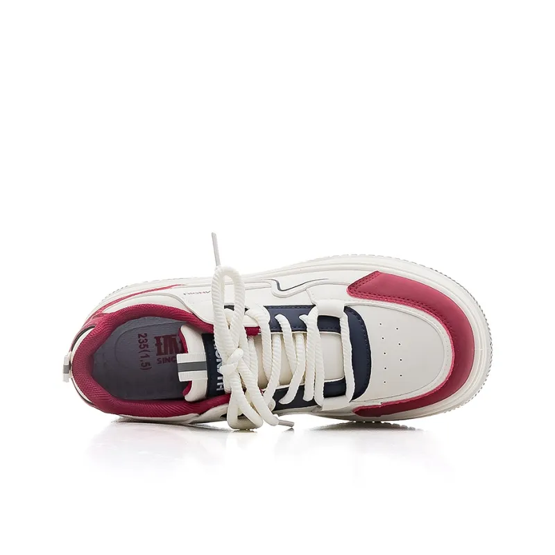HUANQIU Anti Slip And Wear Resistant Height Increasing Low Top Skateboard Shoes Women's White Blue Red-4