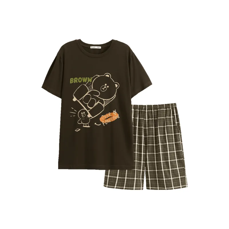 FENTENG Pajama Set Men's Dark Coffee-0