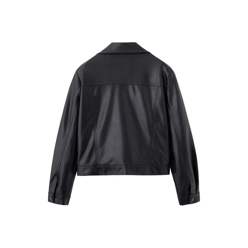 Yi Mengyuan Leather Jacket Women's Black-1