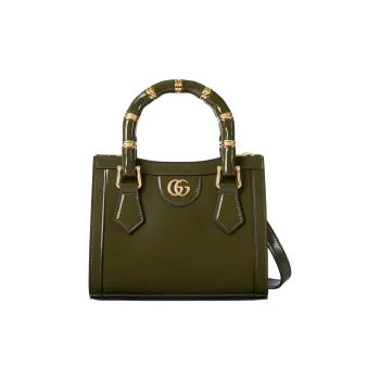 GUCCI Diana Polished Leather One Shoulder Handbag Mini Women's Forest Green
