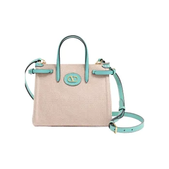Valentino Canvas Bag Tote Bag Shopping Bag Shoulder Bag Crossbody Bag Handbag Small Size Women's Ice Green
