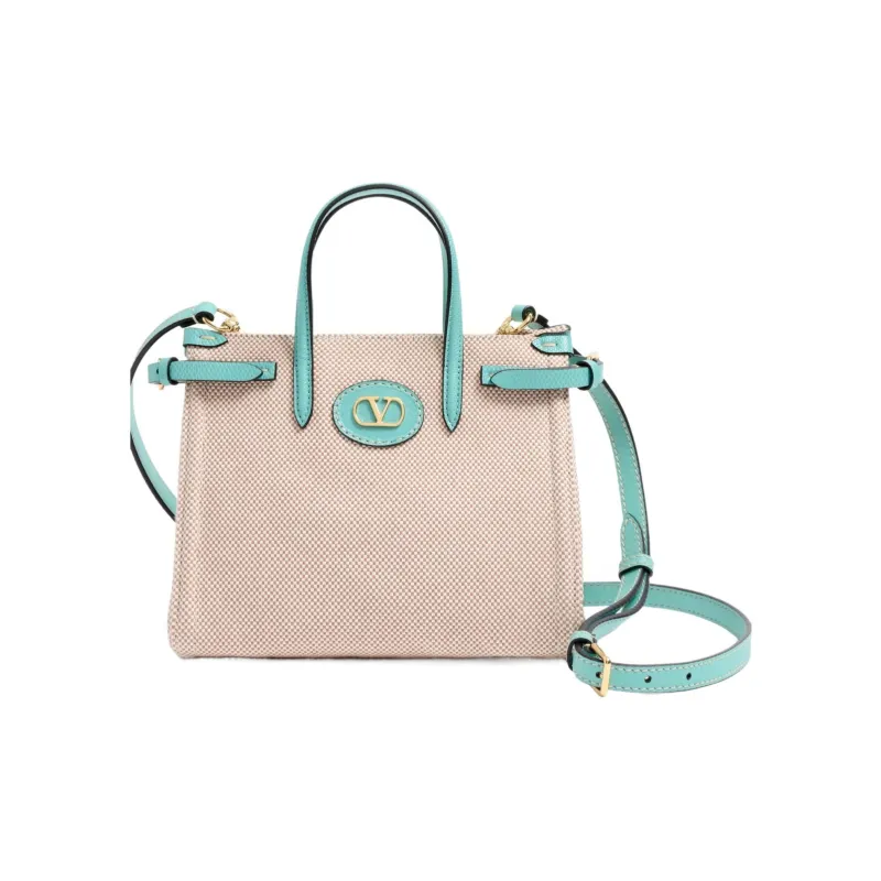 Valentino Canvas Bag Tote Bag Shopping Bag Shoulder Bag Crossbody Bag Handbag Small Size Women's Ice Green-0