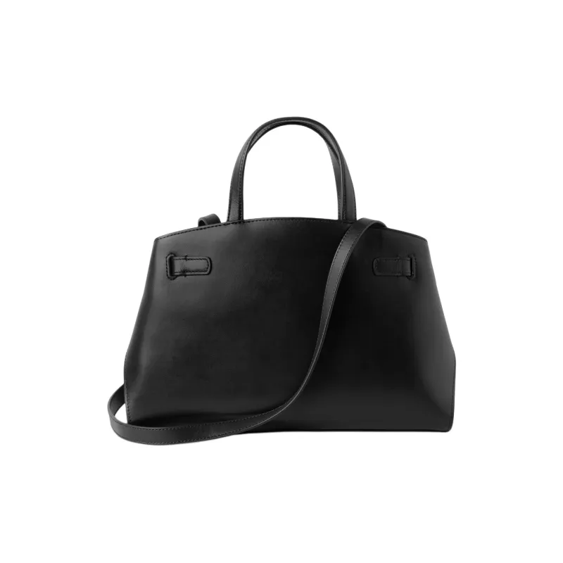 Mulberry Cow Leather Shoulder Bag, Crossbody Bag, Handbag Small Size Women's Black-2