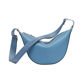 FENDI ROMA Leather Crescent Bag Shoulder Bag Small Size Women's Blue