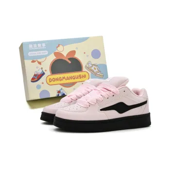 Anime Story Anti Slip Wear Resistant Lightweight Breathable Low Top Skateboard Shoes Women's Black Pink