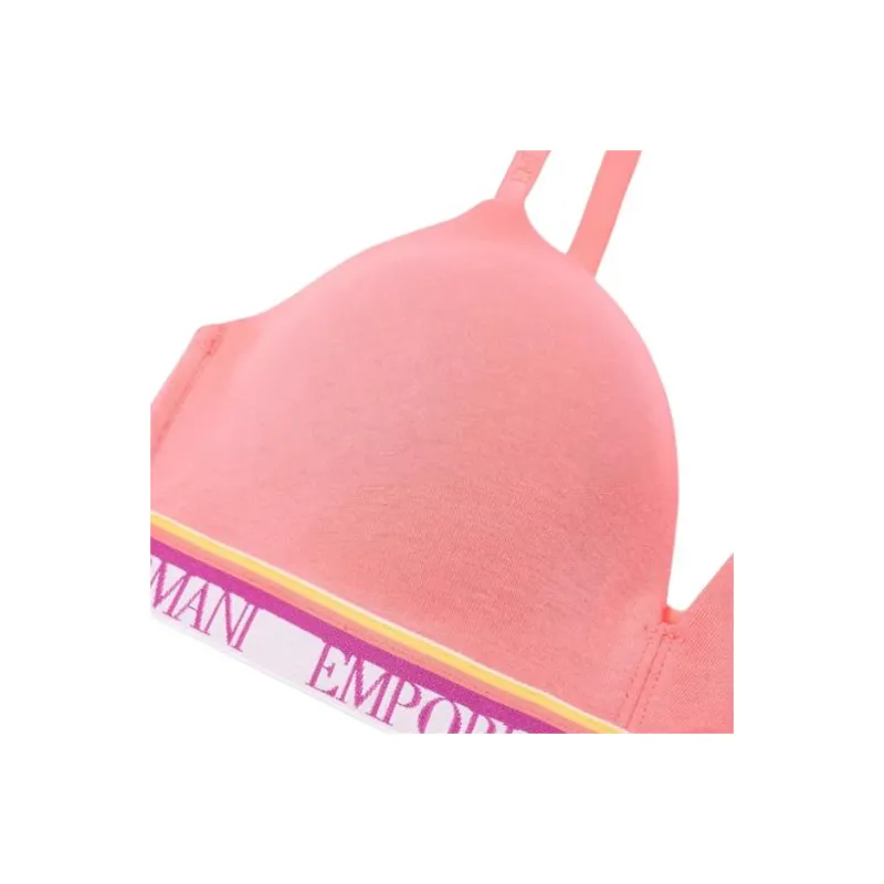 EMPORIO ARMANI Asv Iconic Organic cotton Padded Triangle Bra With Logo Underband-1
