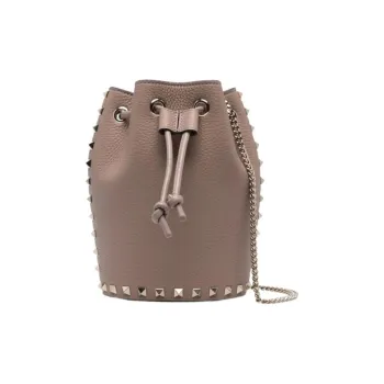 Valentino Rockstud Calfskin Bucket Bags Shoulder Bags Regular Women's Umber