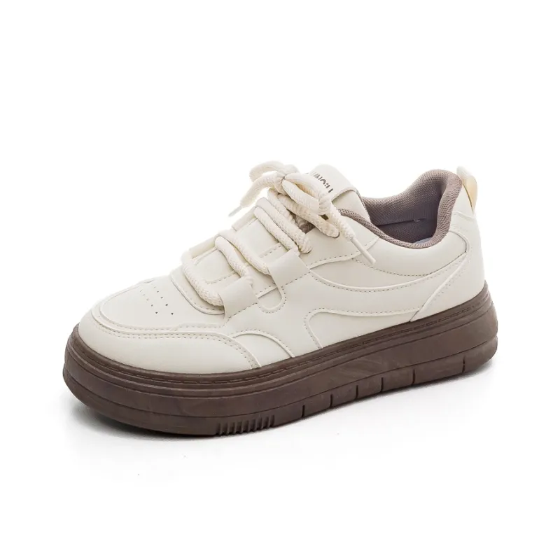 HUANQIU Slip Resistant Lightweight Breathable Low Top Skateboard Shoes Women's Light Coffee-1