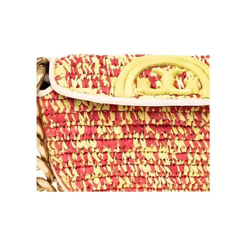 TORY BURCH Fleming Straw Woven Crescent Bag, Handbag, Shoulder Bag Women's Multicolor-3