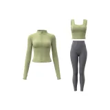 Cardamom Green Coat+Cardamom Green Tank Top+Limestone Ankle-Length Pants