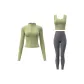 Cardamom Green Coat+Cardamom Green Tank Top+Limestone Ankle-Length Pants