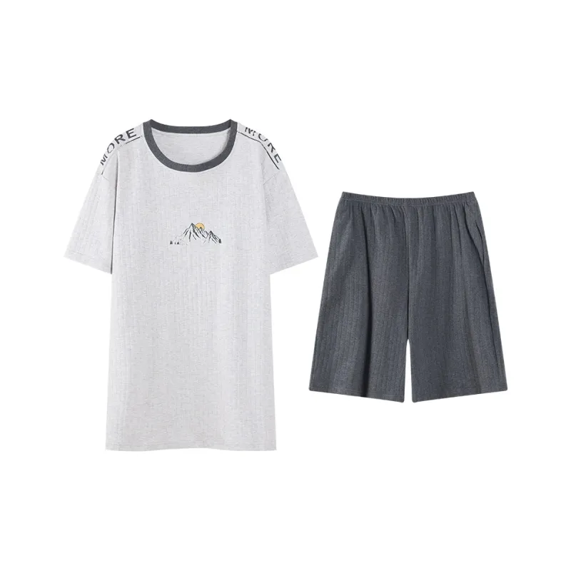 Huggy Kissy Pajama Set Men's Heather Gray-0