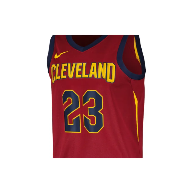 Nike Basketball Jersey Cleveland Cavaliers, LeBron James SW Embroidery Fan Edition Men's Burgundy-2