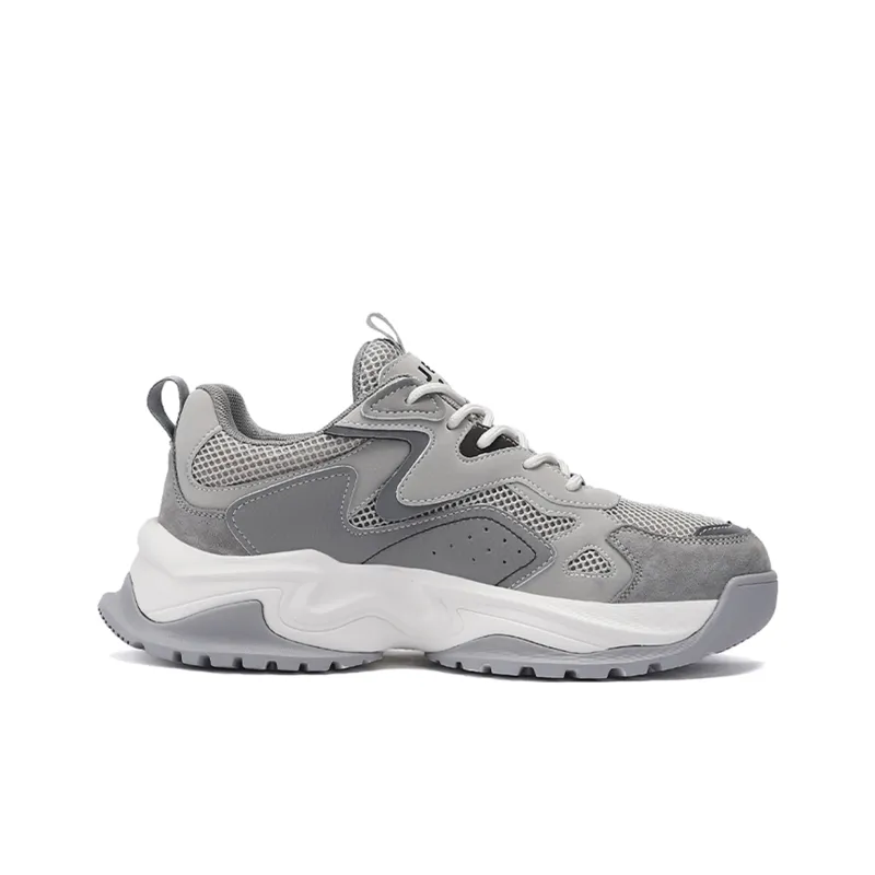 JEEP SPIRIT Slip Resistant, Abrasion Resistant, Breathable, Height Increasing Low Top Chunky Sneakers Unisex Gray-1