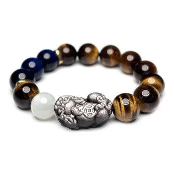 MOUNTAINS AND MANS Tiger's Eye Stone Luxury Good Luck Beaded Bracelet Men's