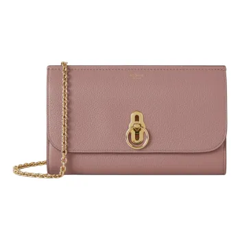 Mulberry Cow Leather Clutch Bag Over The Shoulder Small Size Women's Rose Pink