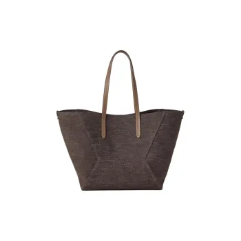 Brunello Cucinelli Cotton Tote Bag Shopping Bag Shoulder Bags Women's Chocolate