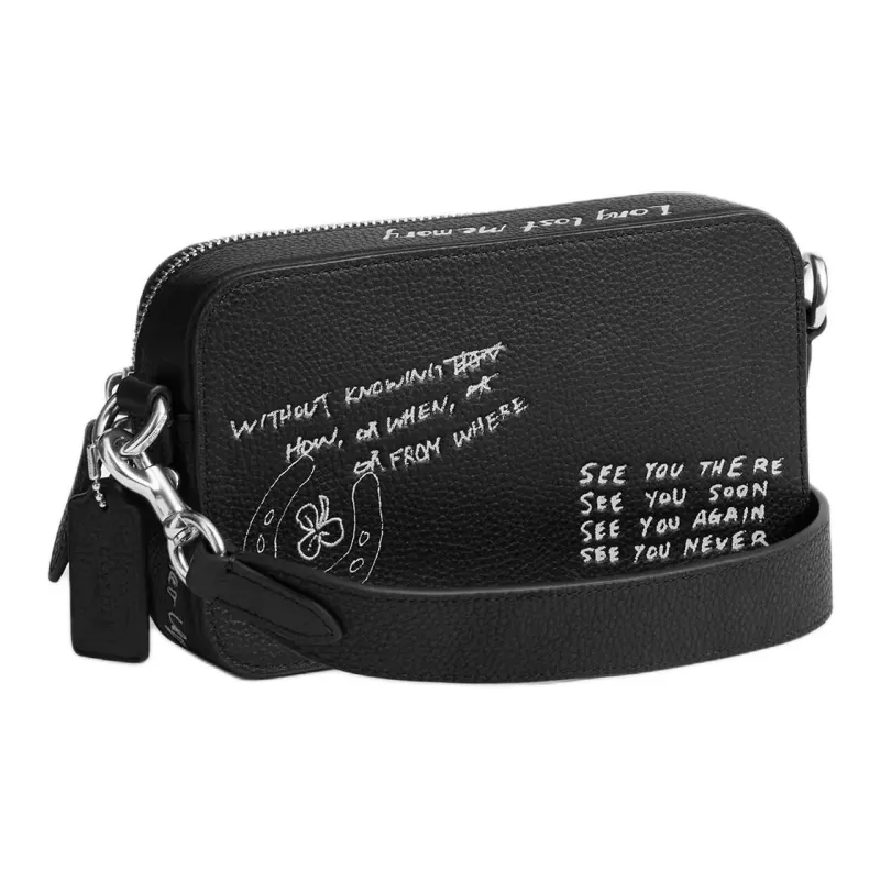 COACH Charter Leather Crossbody Bag, Shoulder Bag Small Size Men's Black-1