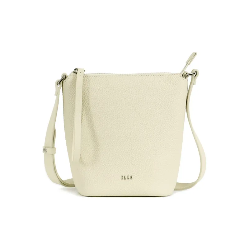 ELLE Top Grain Cow Leather Tote Crossbody Bag Regular Women's White/Pink-0