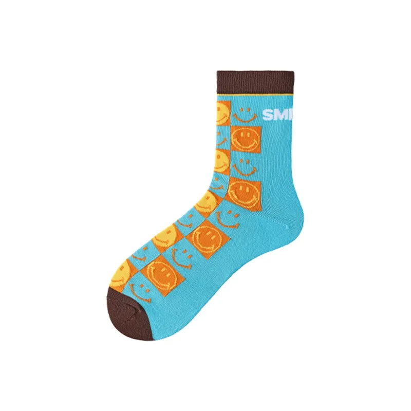 SMILEY Mid Calf Socks Unisex Combo Set-4