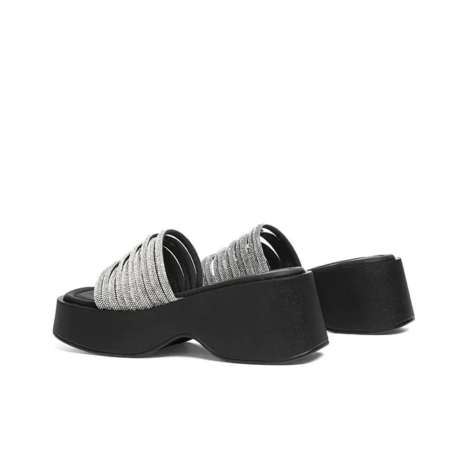 RED DRAGONFLY PU Polyurethane Rhinestone Slip Resistant Abrasion Resistant Slide Slippers Women's-4